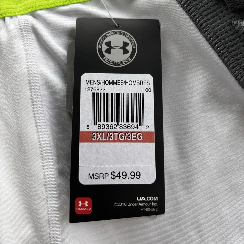 Under‎ Armour HeatGear 3XL Padded Compression Shorts Football White Gray NWT